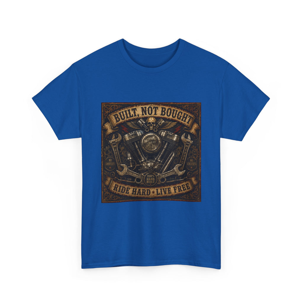 Built Not Bought Motorcycle Tee — Vintage 'Ride Hard, Live Free' Biker Shirt