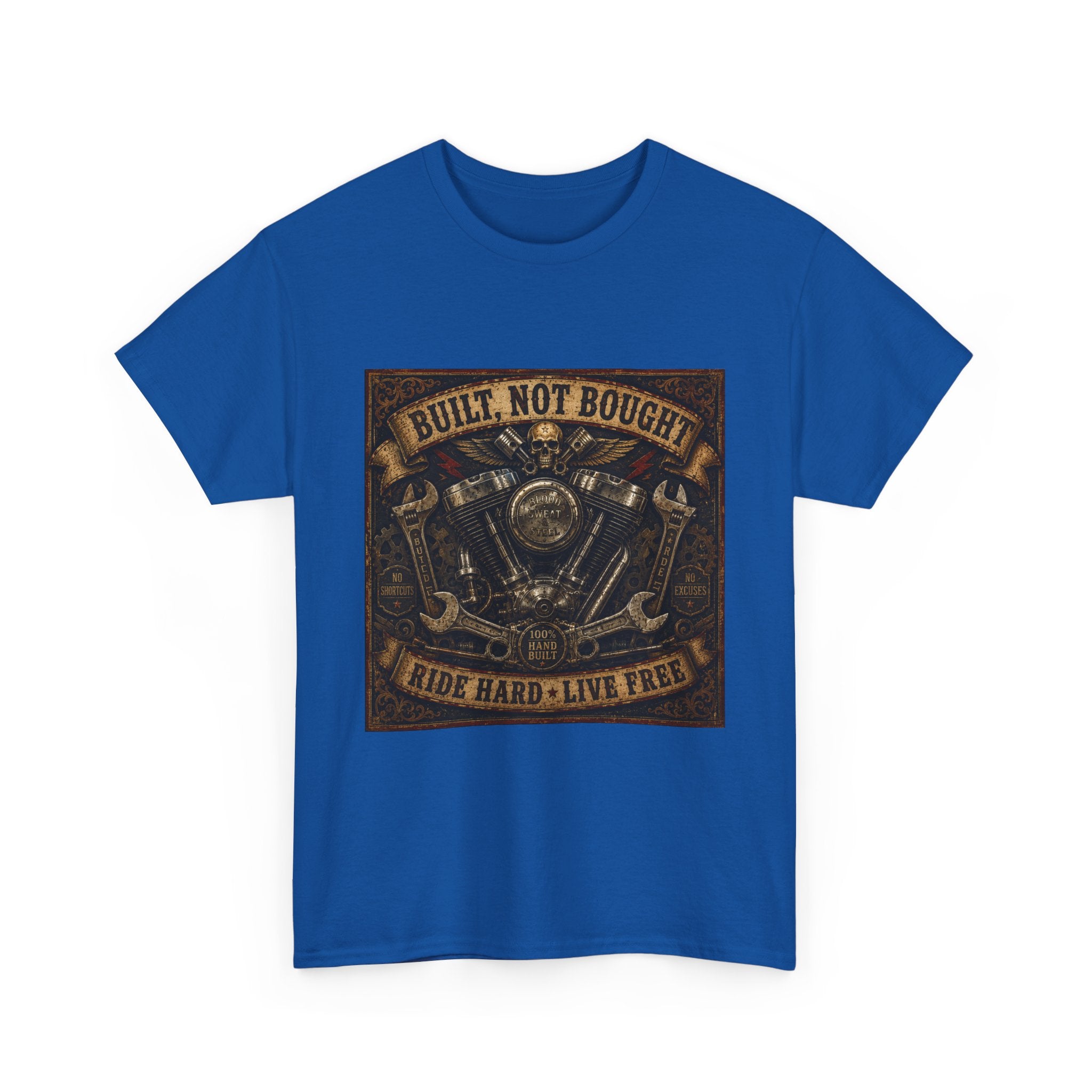 Built Not Bought Motorcycle Tee — Vintage 'Ride Hard, Live Free' Biker Shirt