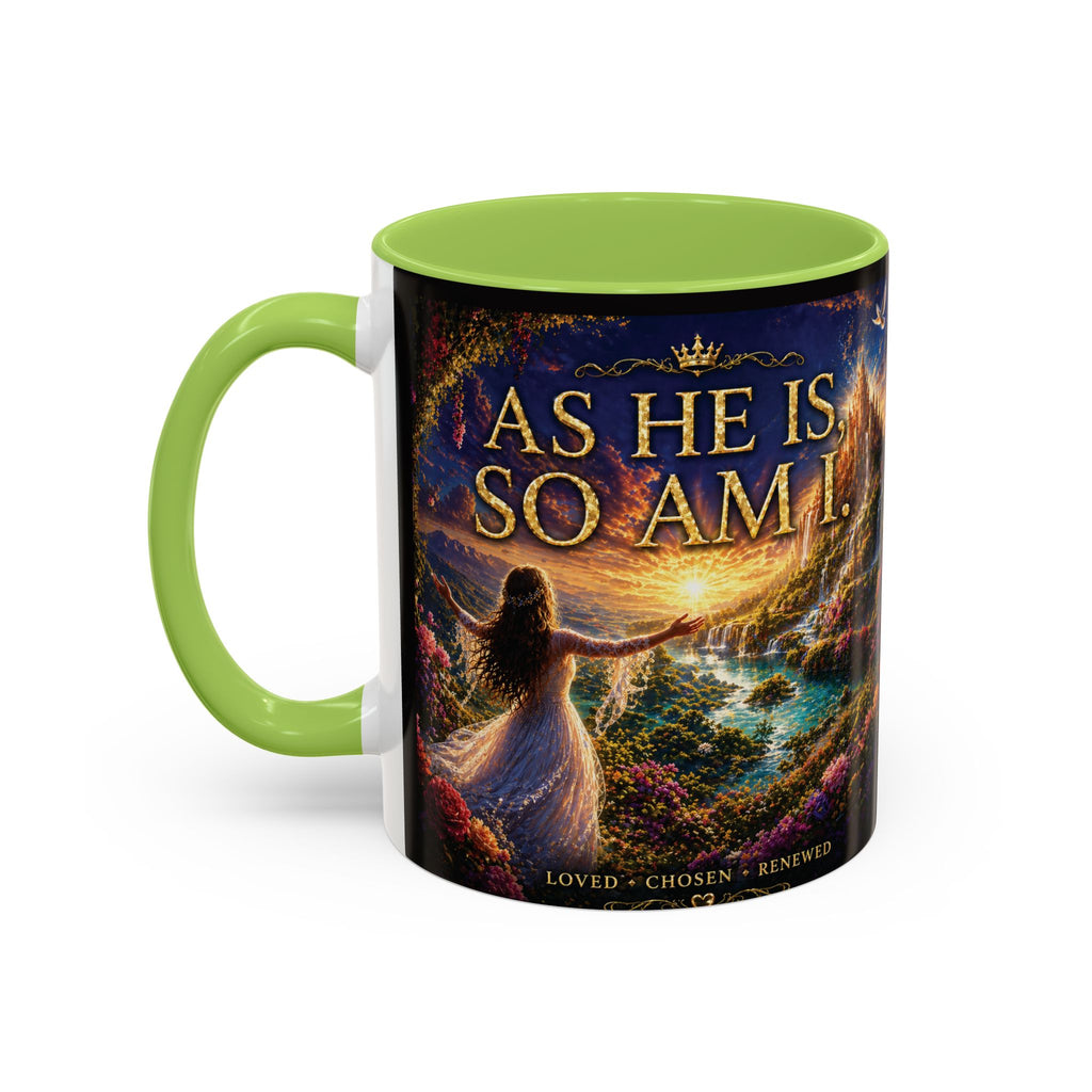 Christian Inspirational Coffee Mug — "As He Is, So Am I" Accent Mug (11/15oz)