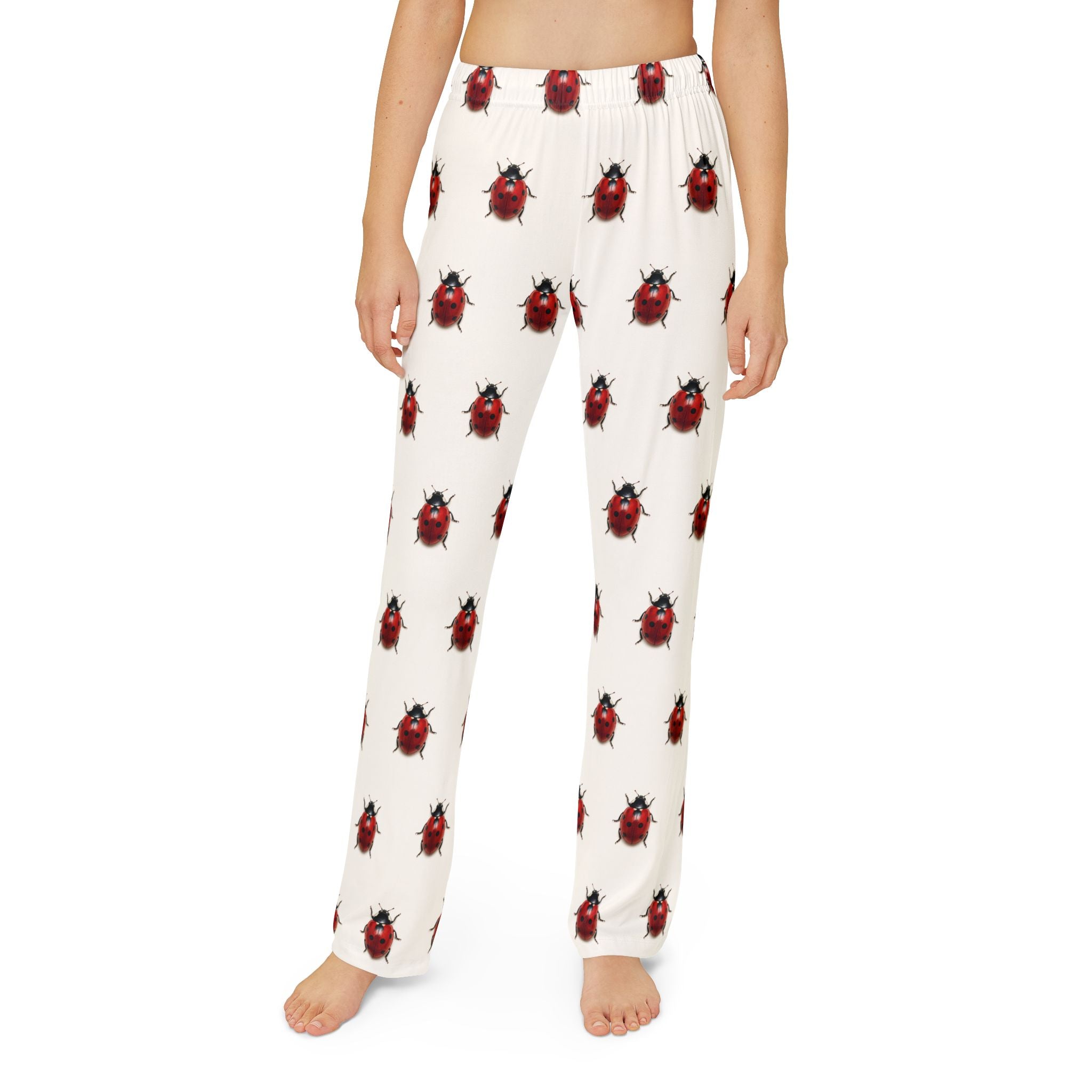 Kids Lounge Pants — Allover Red Ladybug Print Cozy Pajama Trousers