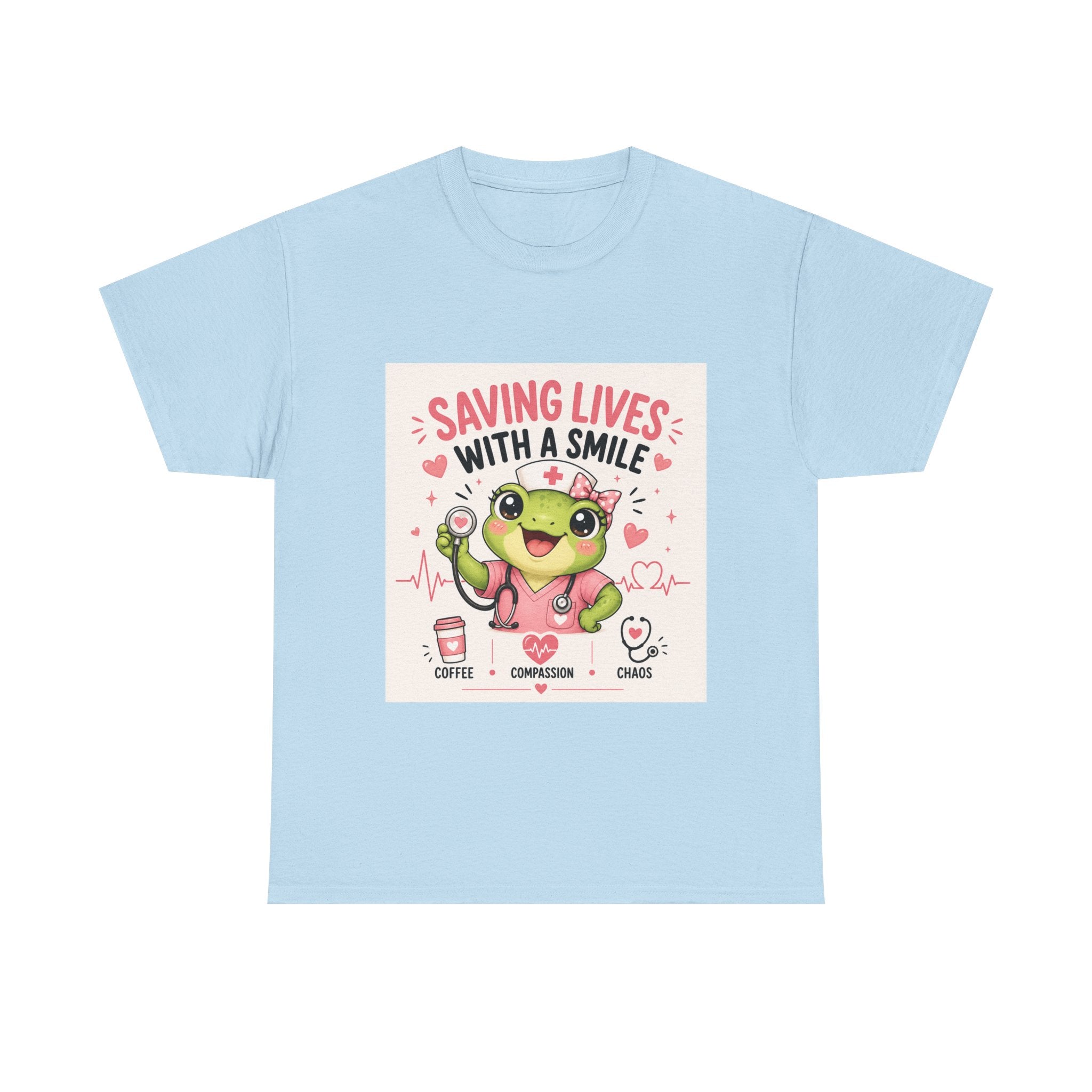 Saving Lives With a Smile Nurse T-Shirt — Cute Frog EMT Medical Tee