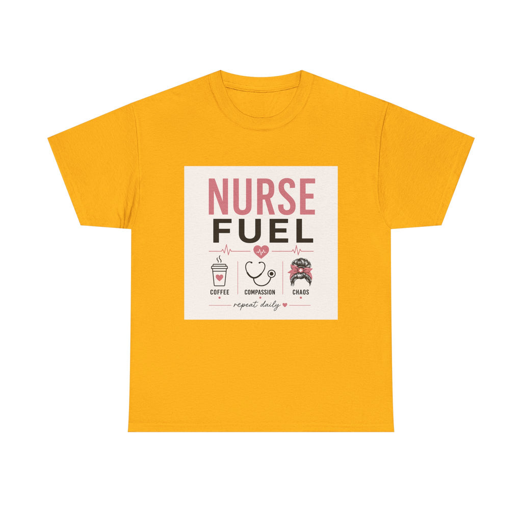 Nurse Fuel T-Shirt — Coffee, Stethoscope & Chaos Graphic Tee for Nurses