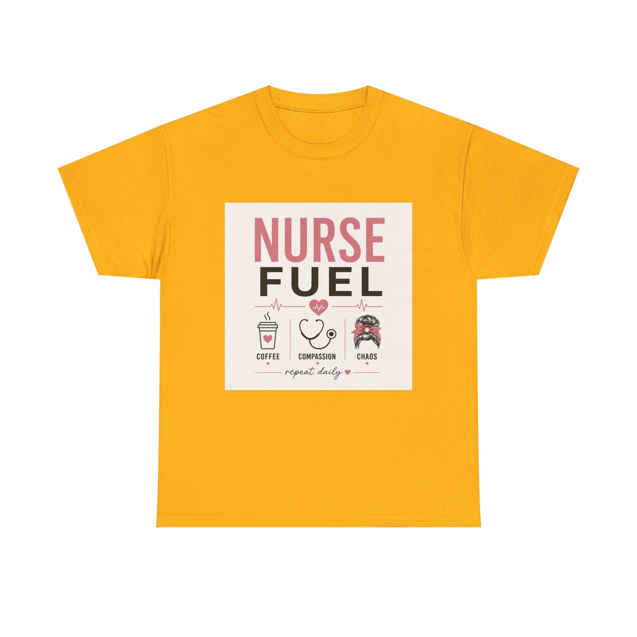 Nurse Fuel T-Shirt — Coffee, Stethoscope & Chaos Graphic Tee for Nurses