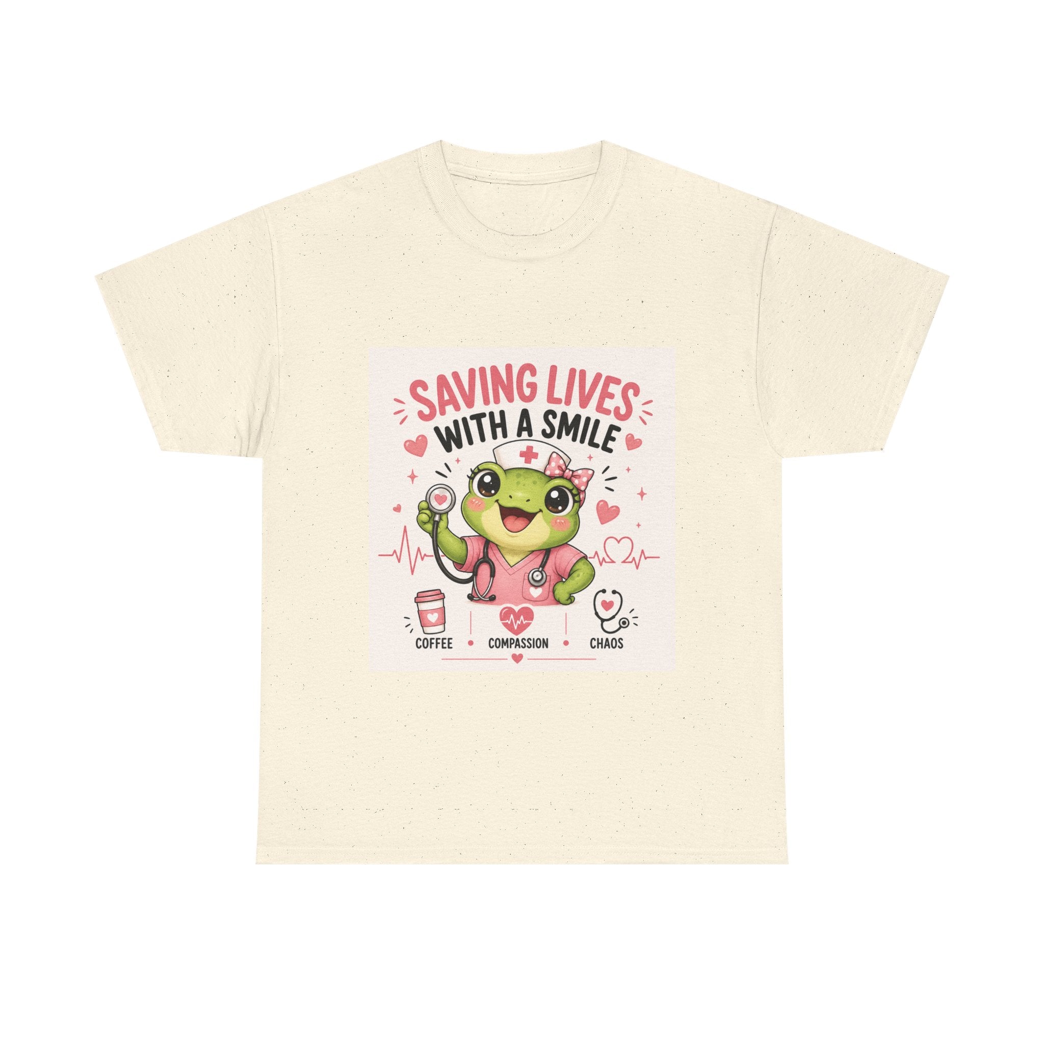 Saving Lives With a Smile Nurse T-Shirt — Cute Frog EMT Medical Tee