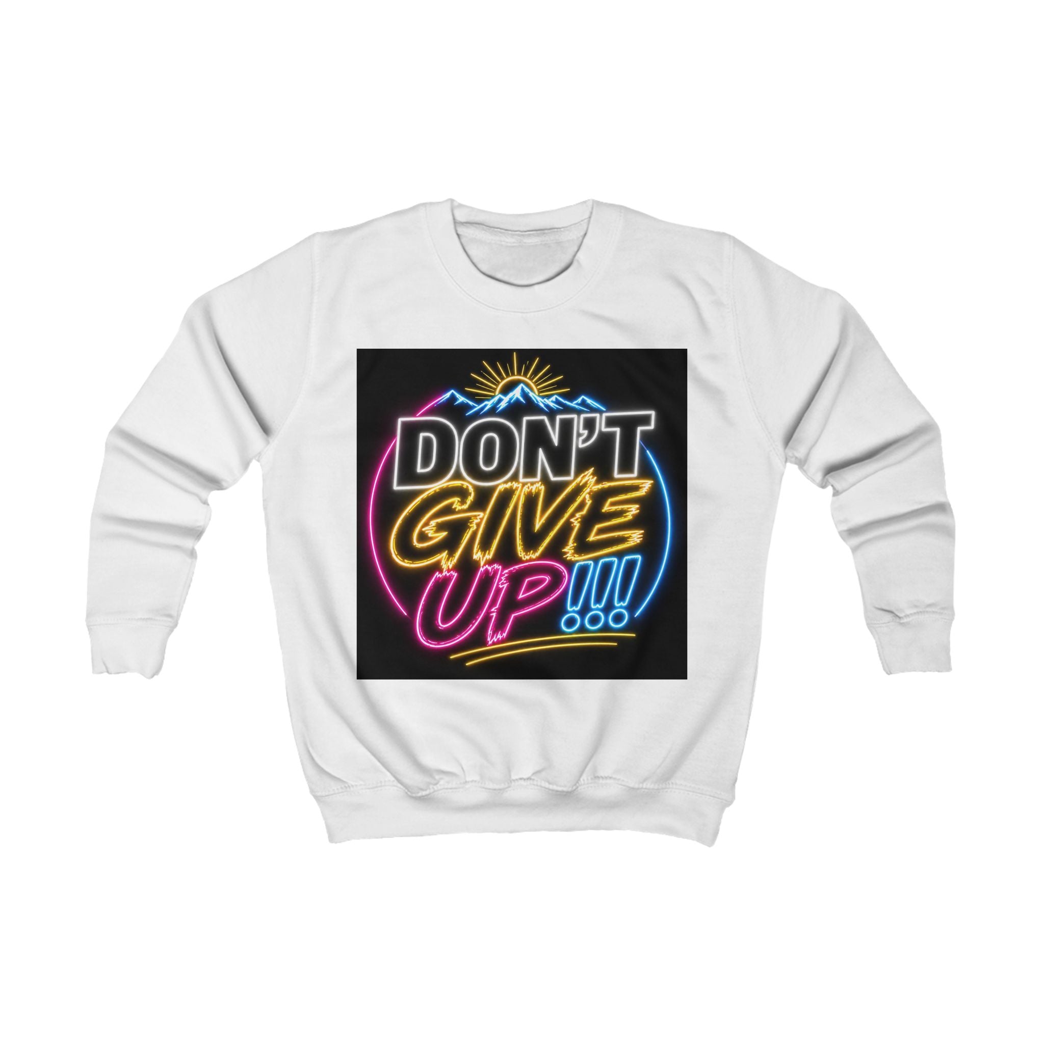 Kids Sweatshirt - 'Don't Give Up' Neon Retro Motivational Crewneck