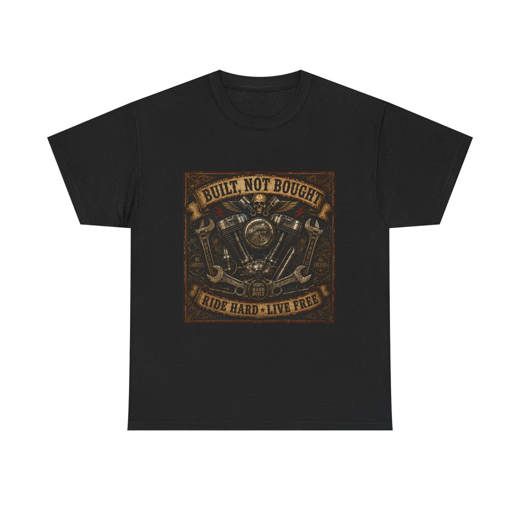 Built Not Bought Motorcycle Tee — Vintage 'Ride Hard, Live Free' Biker Shirt