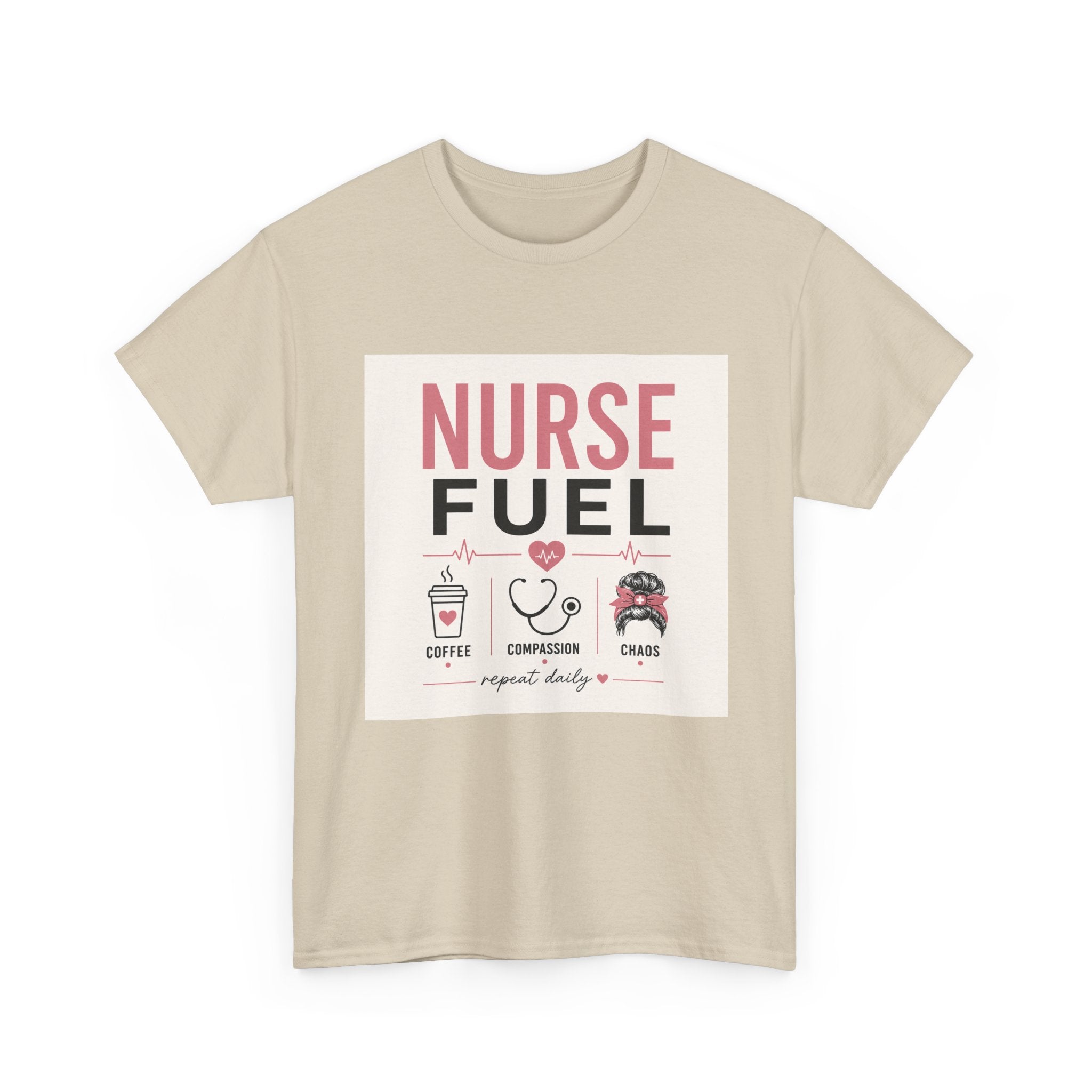 Nurse Fuel T-Shirt — Coffee, Stethoscope & Chaos Graphic Tee for Nurses