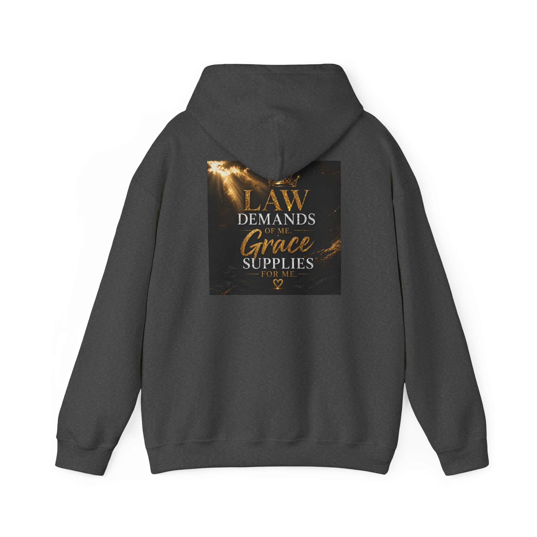 Hoodie — "Law Demands, Grace Supplies" Inspirational Christian Pullover