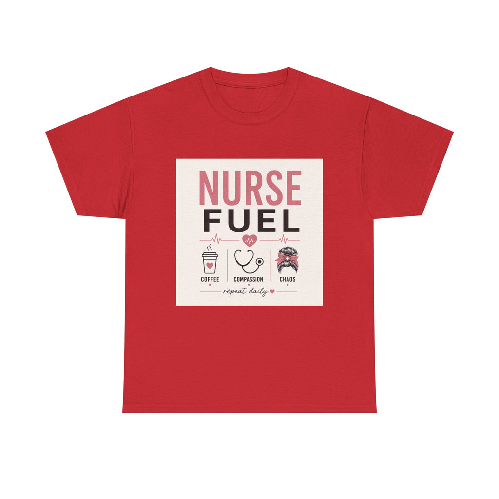 Nurse Fuel T-Shirt — Coffee, Stethoscope & Chaos Graphic Tee for Nurses
