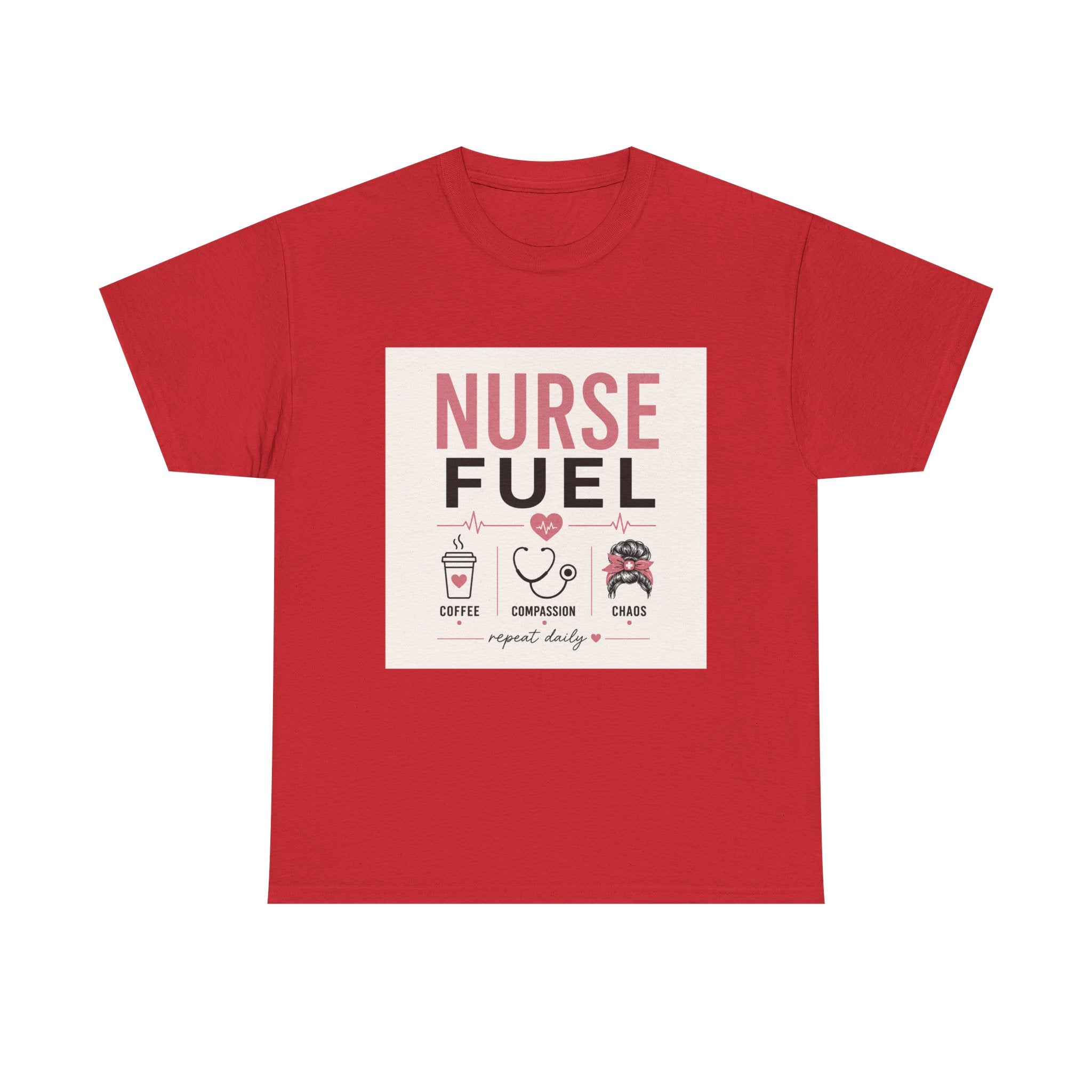 Nurse Fuel T-Shirt — Coffee, Stethoscope & Chaos Graphic Tee for Nurses