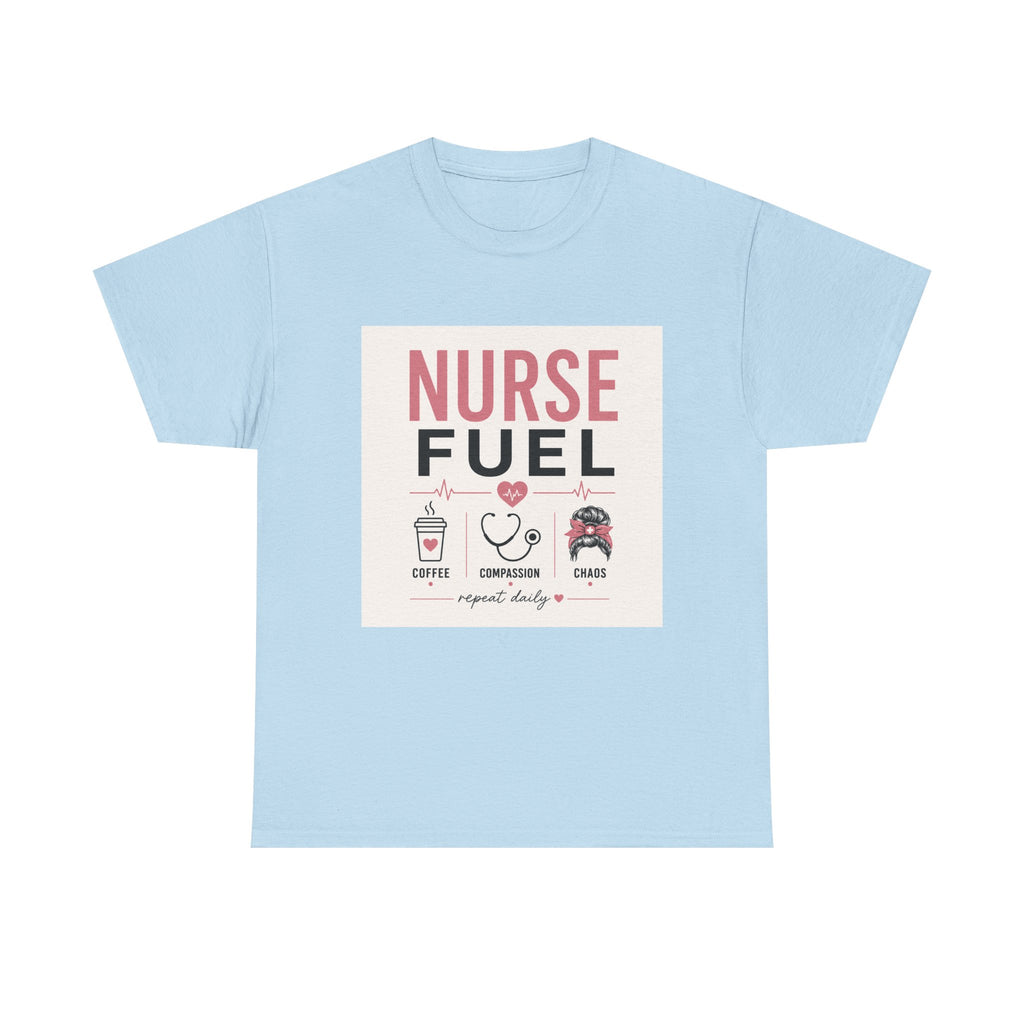 Nurse Fuel T-Shirt — Coffee, Stethoscope & Chaos Graphic Tee for Nurses