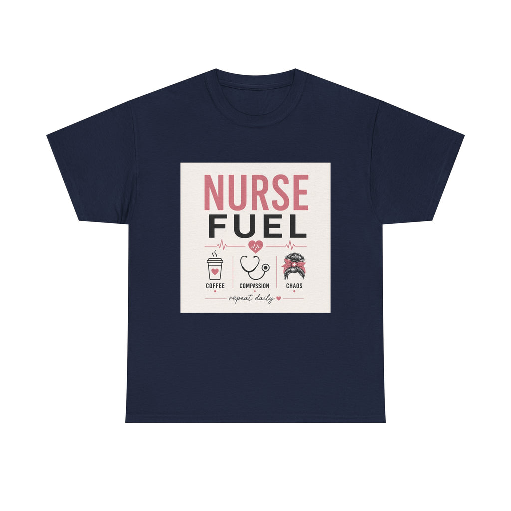 Nurse Fuel T-Shirt — Coffee, Stethoscope & Chaos Graphic Tee for Nurses