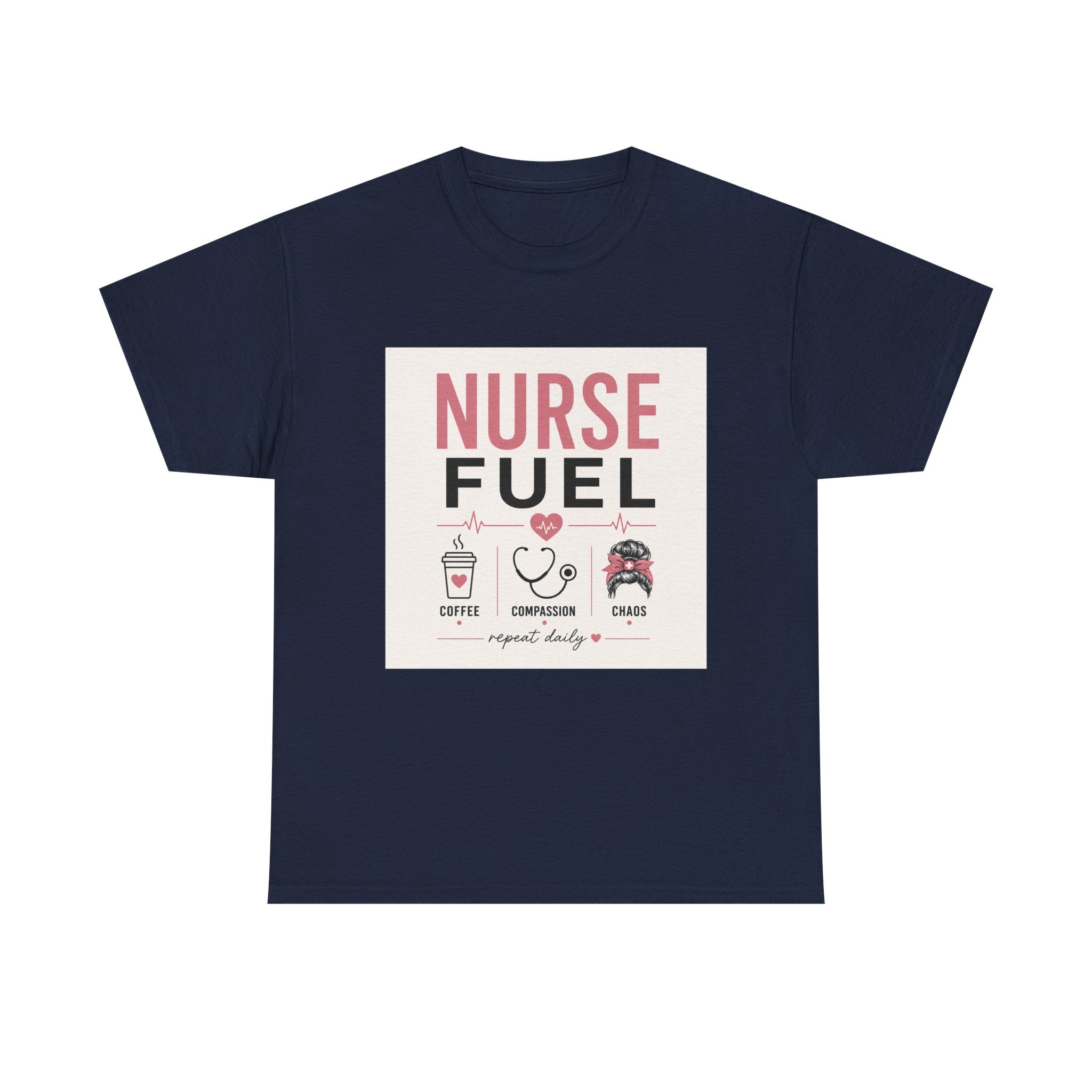 Nurse Fuel T-Shirt — Coffee, Stethoscope & Chaos Graphic Tee for Nurses