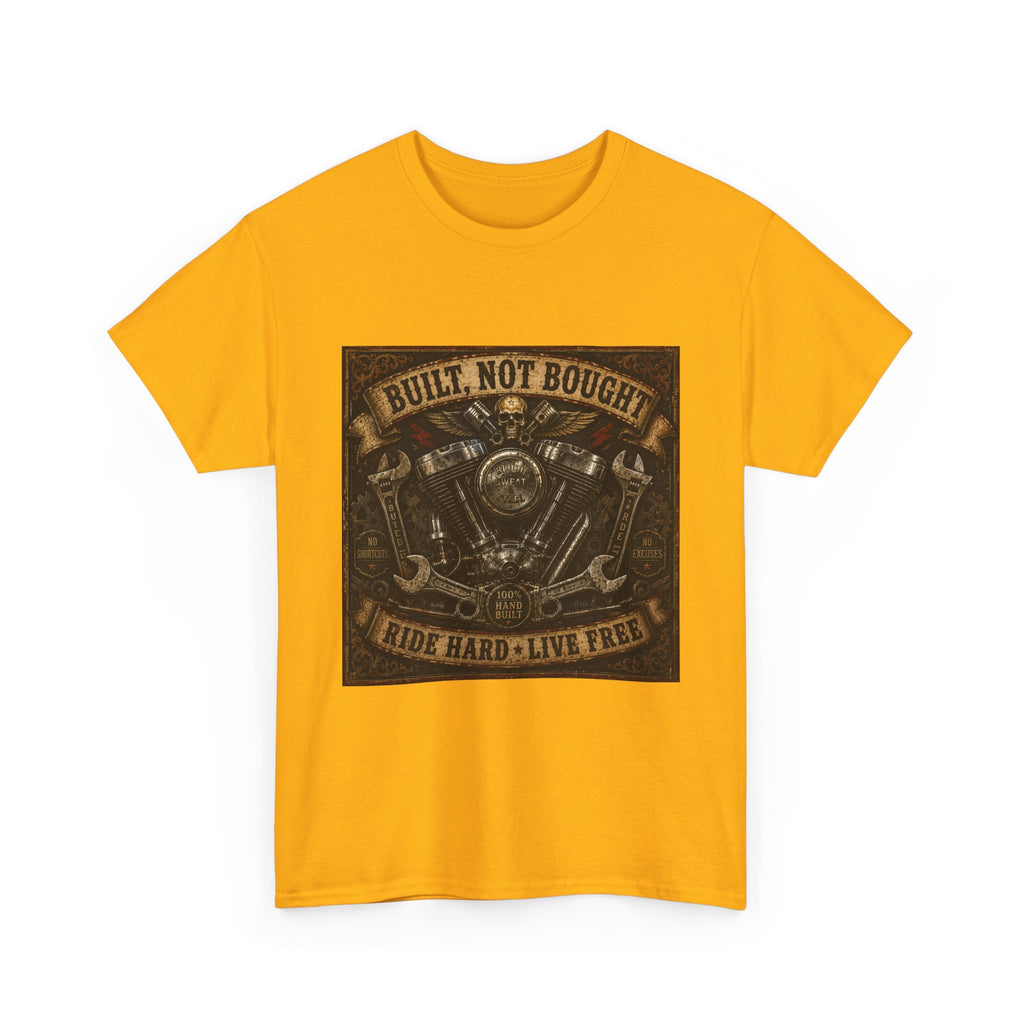 Built Not Bought Motorcycle Tee — Vintage 'Ride Hard, Live Free' Biker Shirt