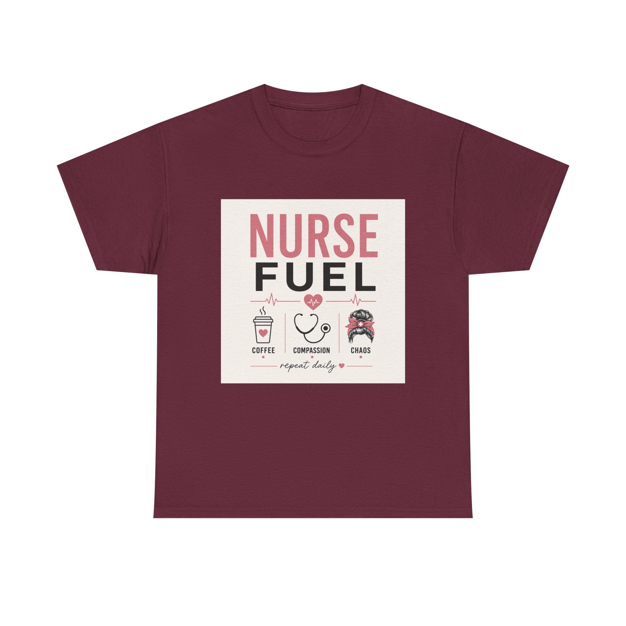 Nurse Fuel T-Shirt — Coffee, Stethoscope & Chaos Graphic Tee for Nurses