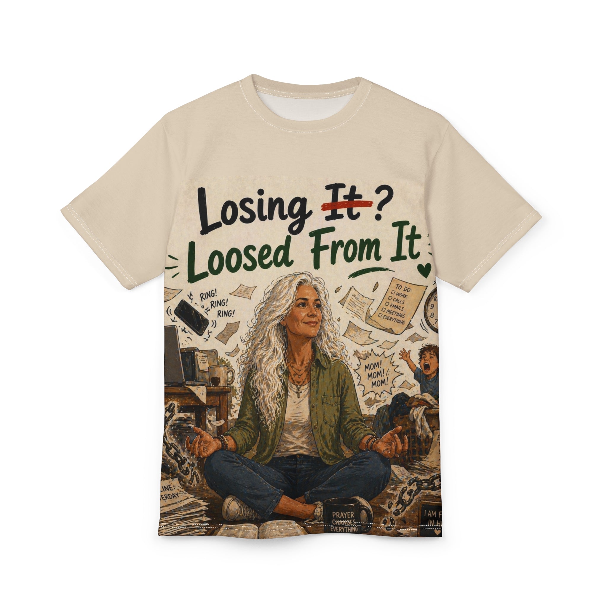 Meditative Mom T‑Shirt — "Losing It? Loosed From It" Stress‑Relief Graphic Tee