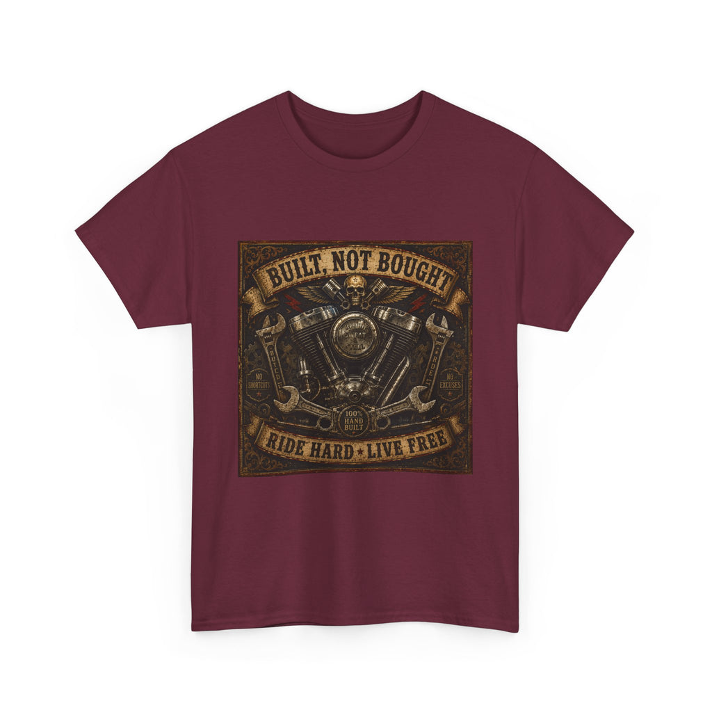 Built Not Bought Motorcycle Tee — Vintage 'Ride Hard, Live Free' Biker Shirt