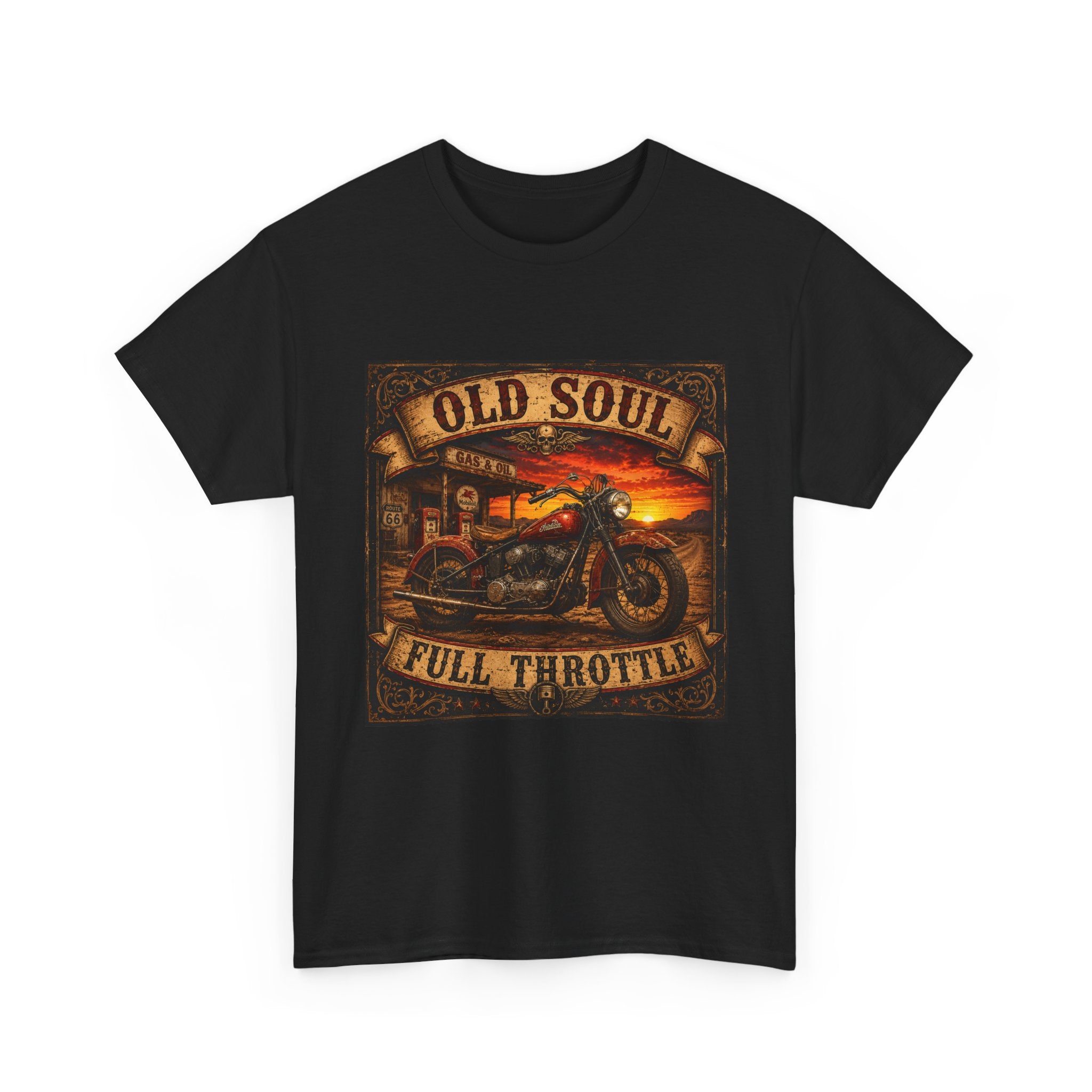 T-Shirt — "Old Soul Full Throttle" Vintage Motorcycle Tee