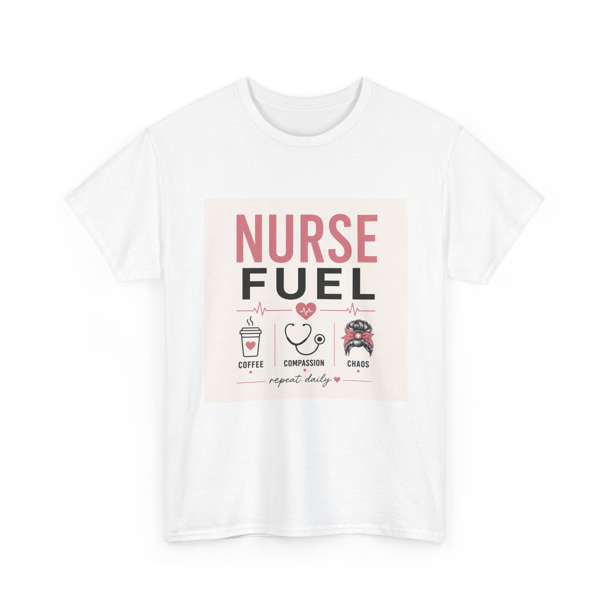 Nurse Fuel T-Shirt — Coffee, Stethoscope & Chaos Graphic Tee for Nurses