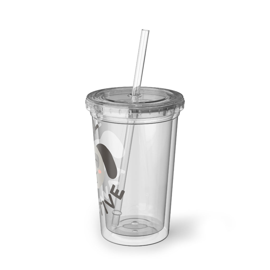 Stay Pawsitive Acrylic Tumbler – Cute Dog Reusable Cup with Straw
