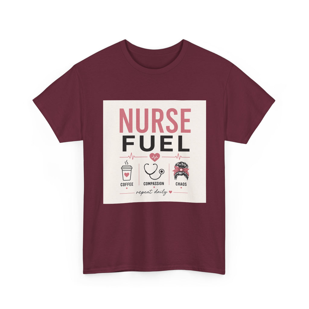 Nurse Fuel T-Shirt — Coffee, Stethoscope & Chaos Graphic Tee for Nurses
