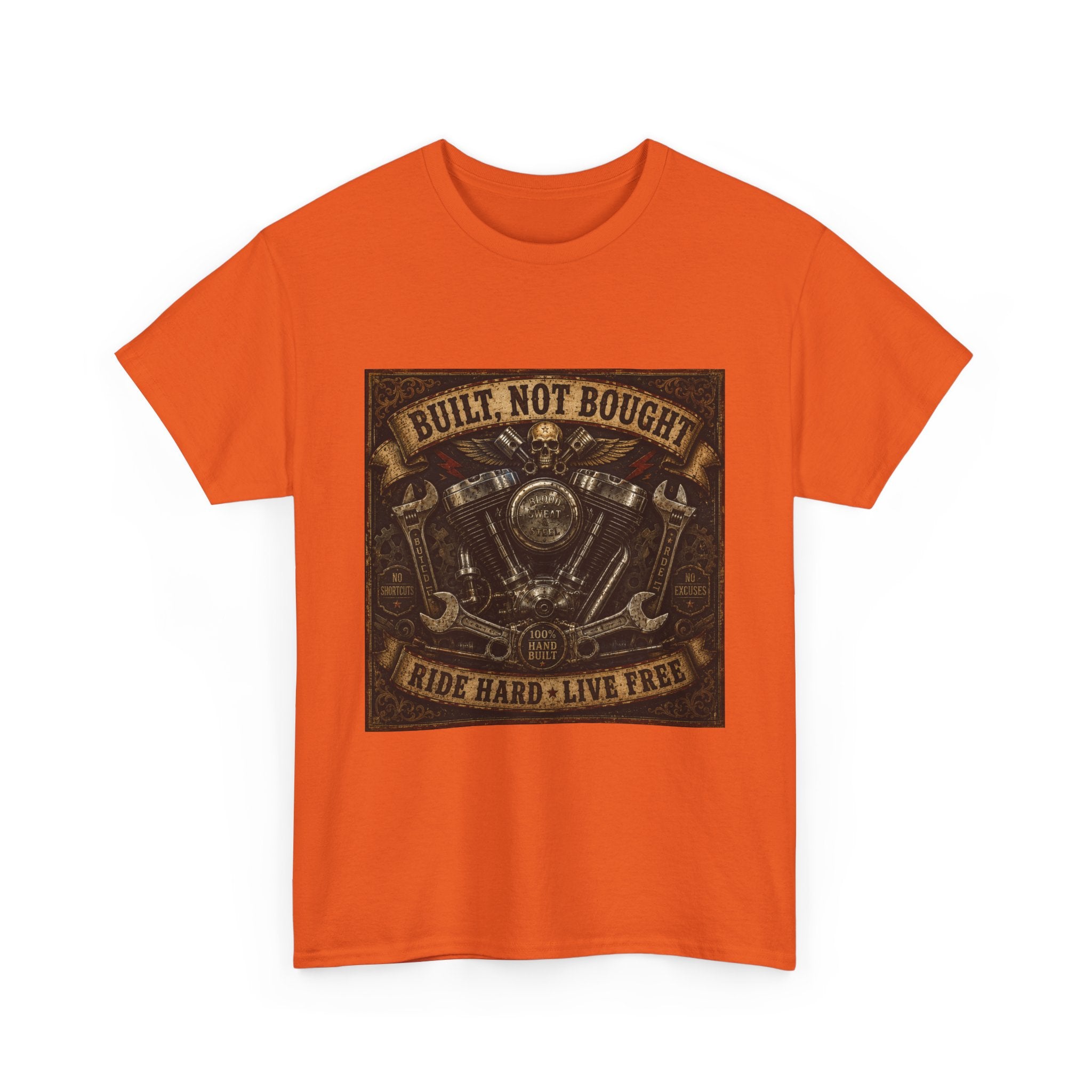 Built Not Bought Motorcycle Tee — Vintage 'Ride Hard, Live Free' Biker Shirt