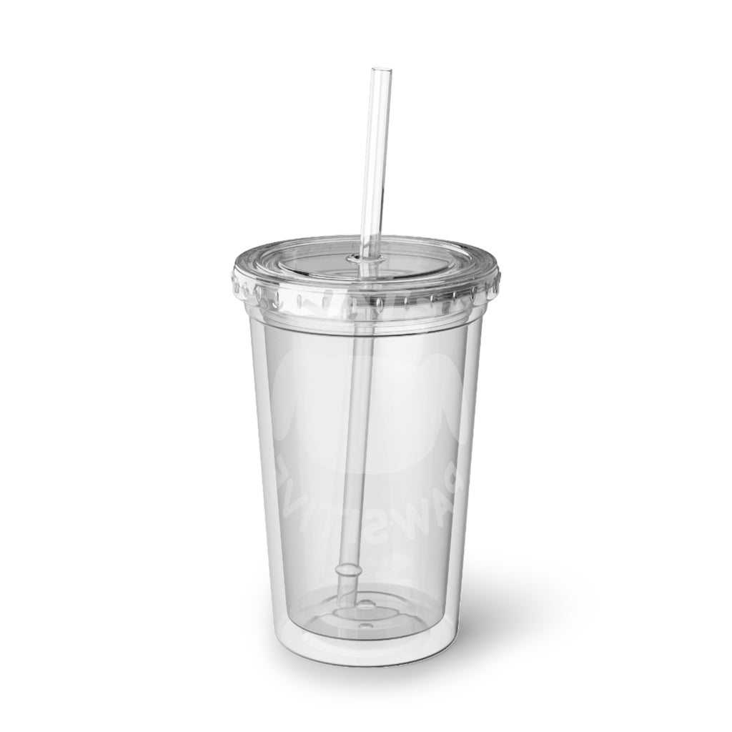 Stay Pawsitive Acrylic Tumbler – Cute Dog Reusable Cup with Straw