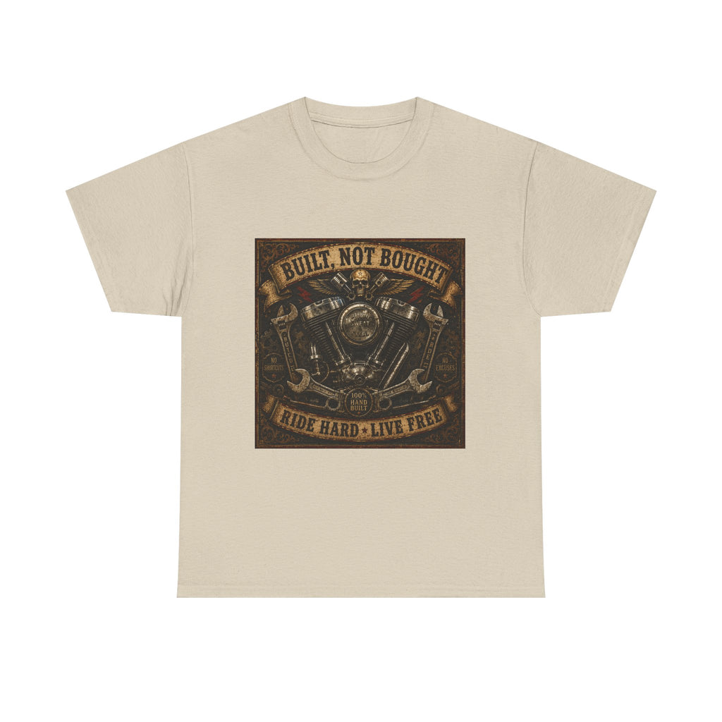 Built Not Bought Motorcycle Tee — Vintage 'Ride Hard, Live Free' Biker Shirt