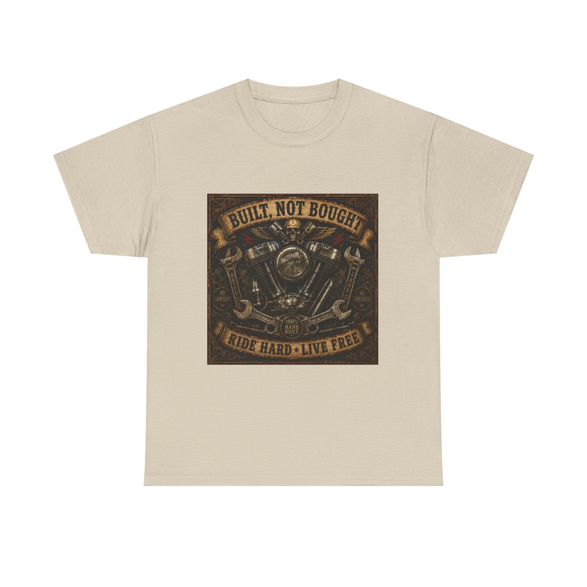 Built Not Bought Motorcycle Tee — Vintage 'Ride Hard, Live Free' Biker Shirt