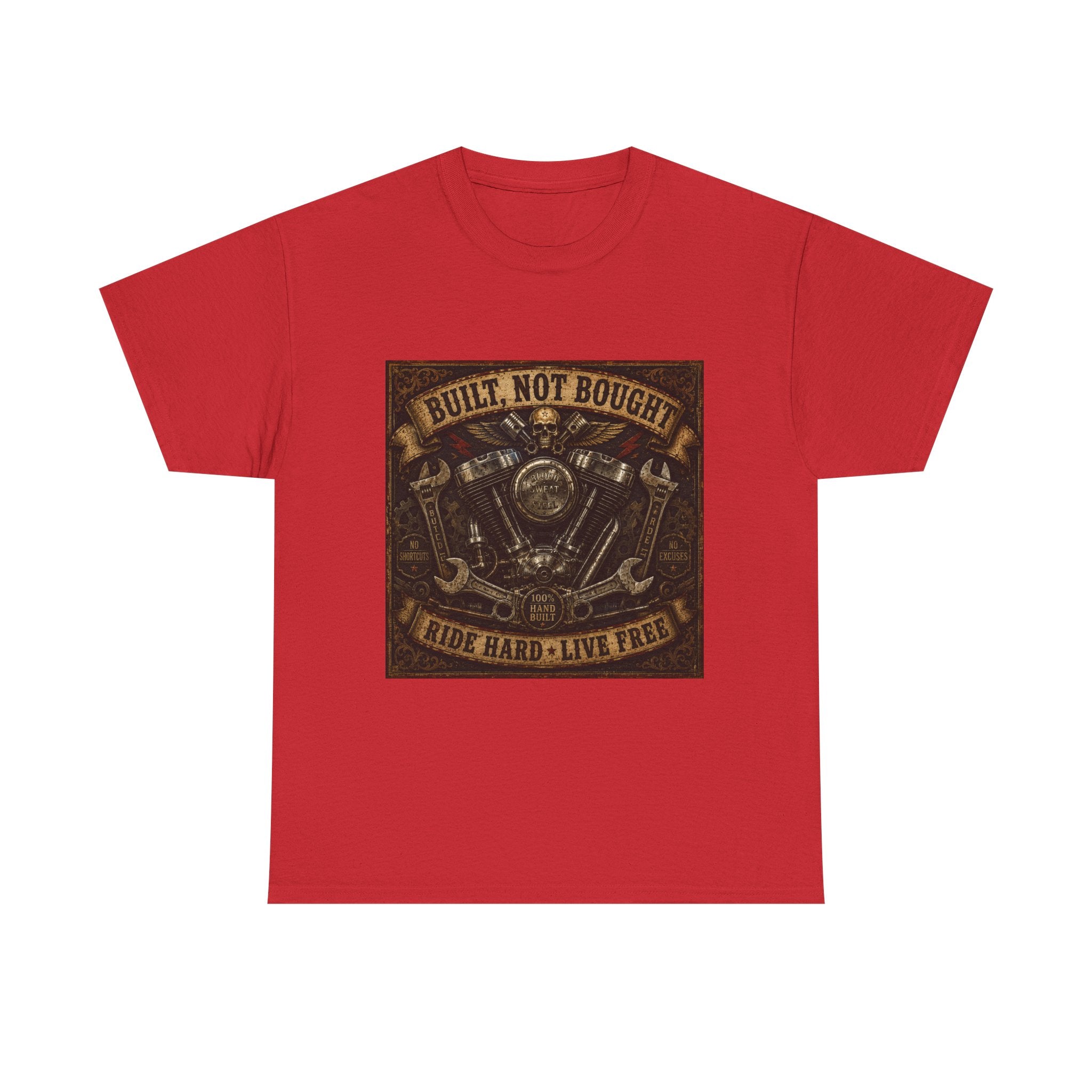 Built Not Bought Motorcycle Tee — Vintage 'Ride Hard, Live Free' Biker Shirt