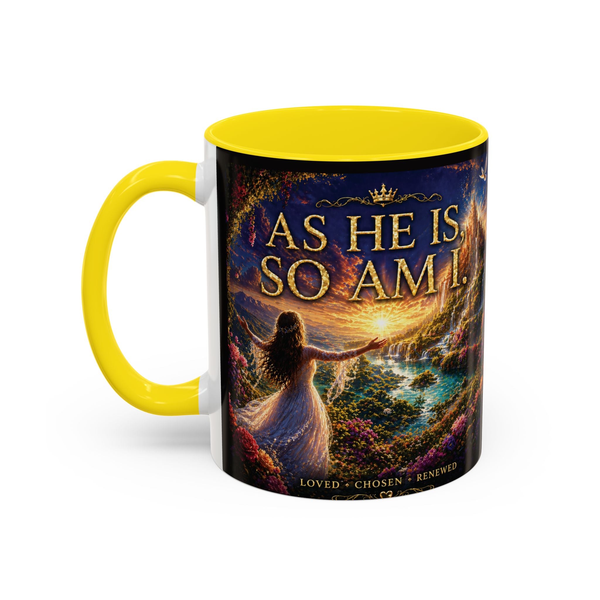 Christian Inspirational Coffee Mug — "As He Is, So Am I" Accent Mug (11/15oz)