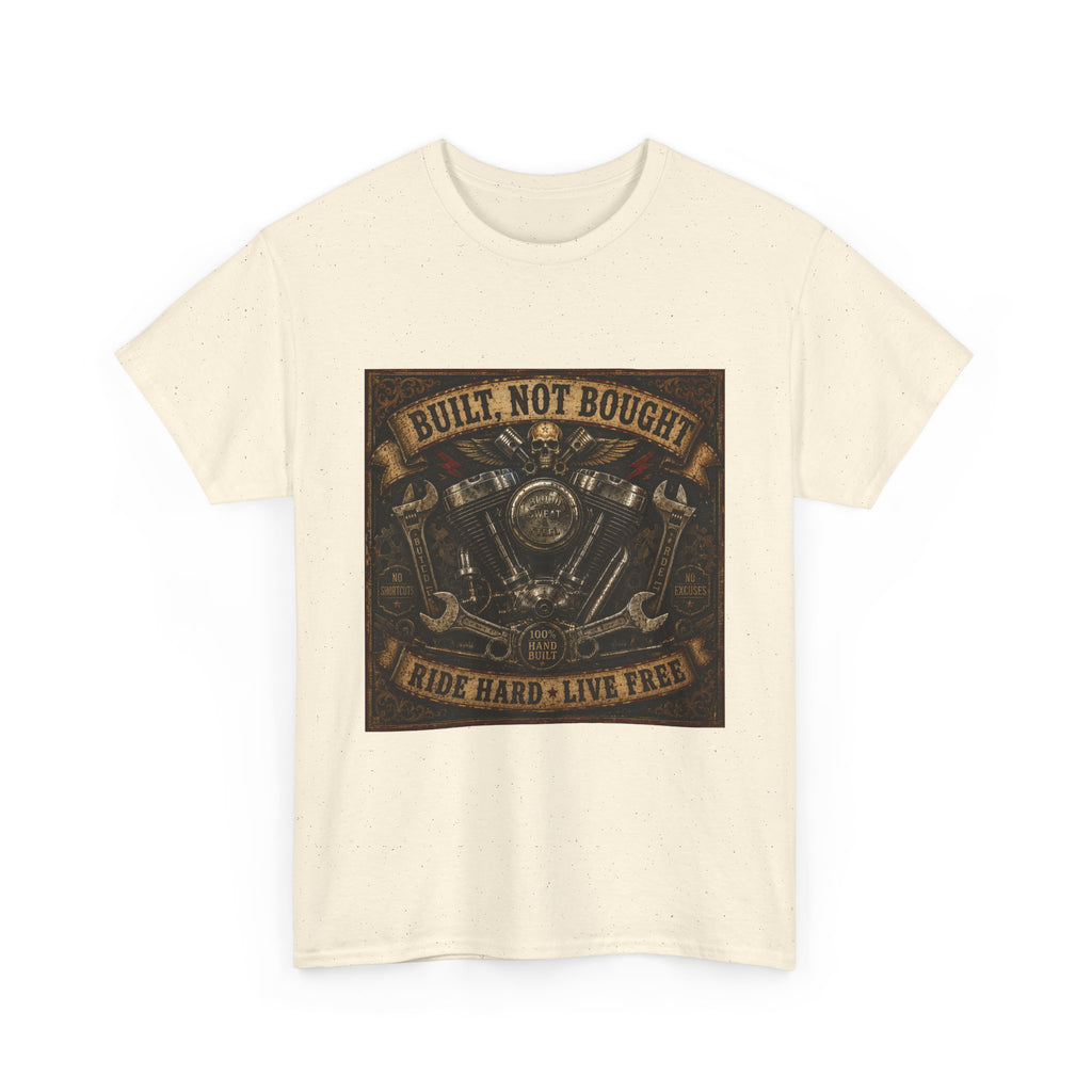 Built Not Bought Motorcycle Tee — Vintage 'Ride Hard, Live Free' Biker Shirt