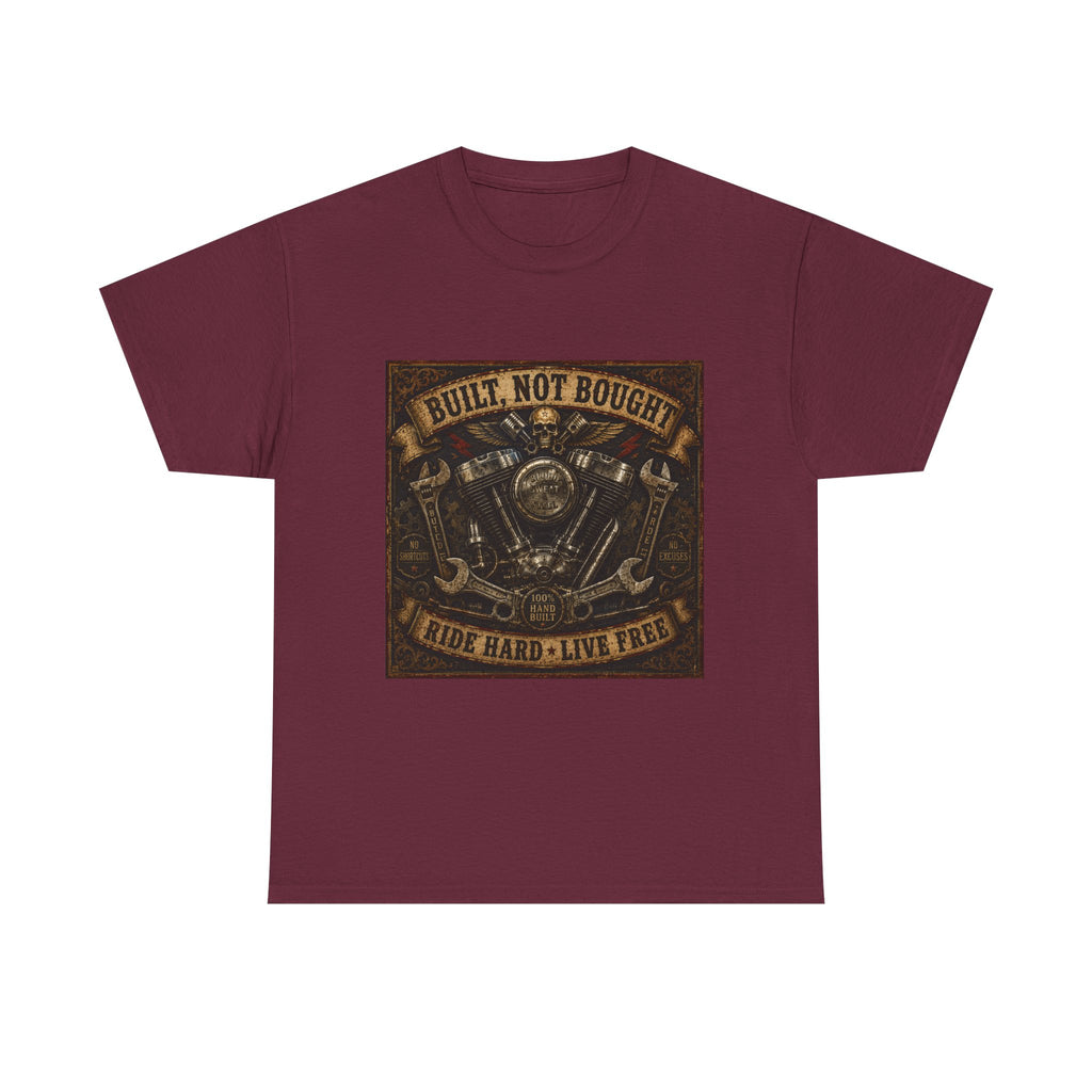 Built Not Bought Motorcycle Tee — Vintage 'Ride Hard, Live Free' Biker Shirt