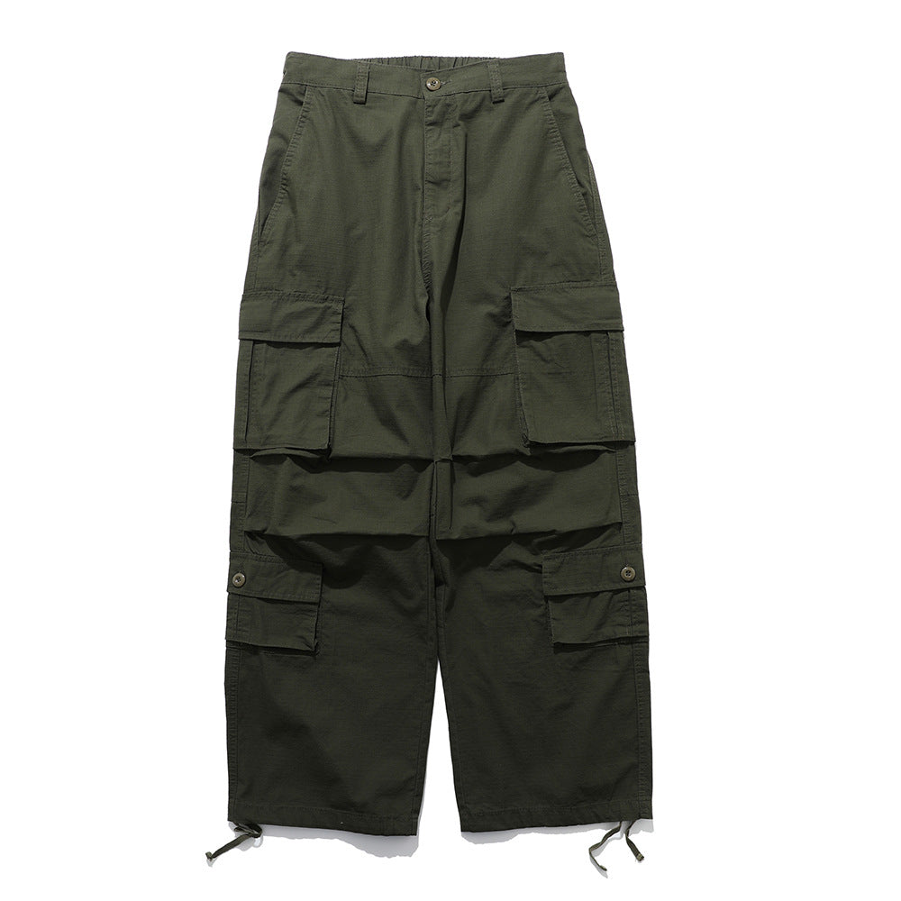 Men's Drawstring Cargo Pants with Multiple Pockets