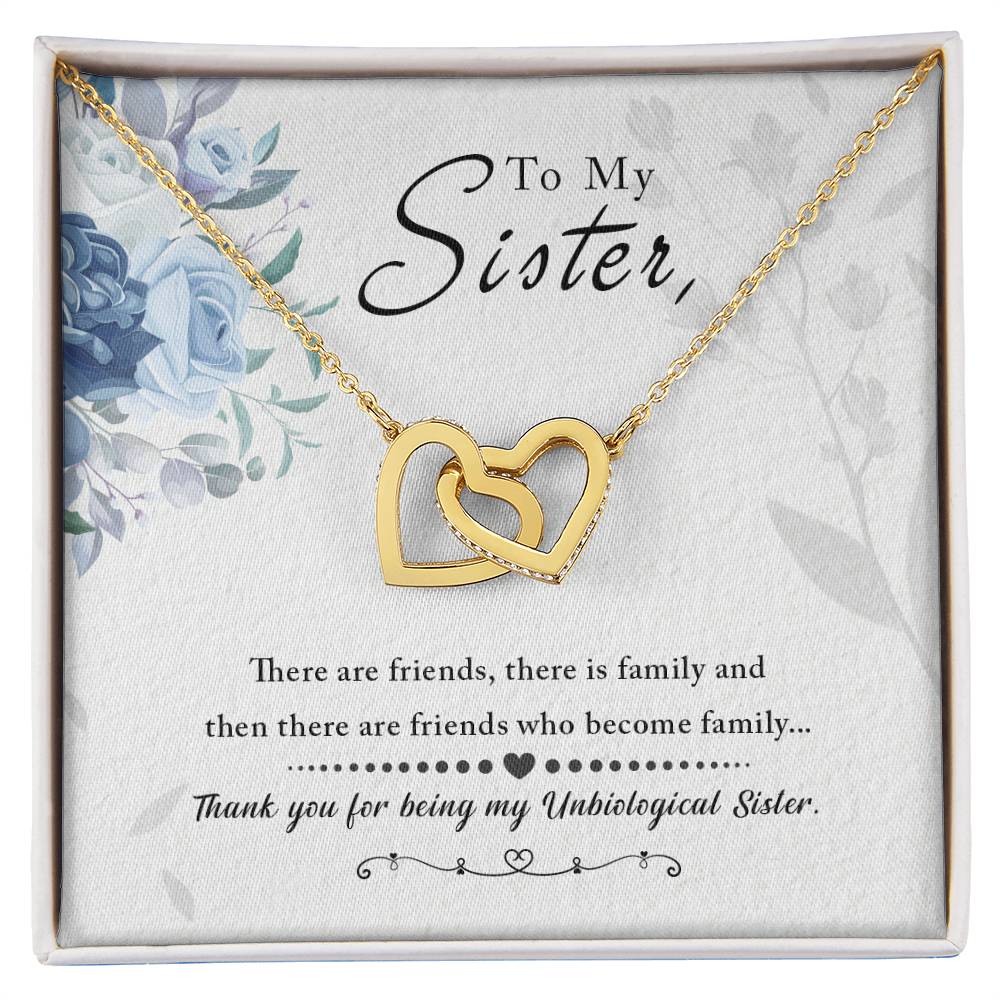 To My Sister - Interlocking Hearts Necklace Sliver and Gold