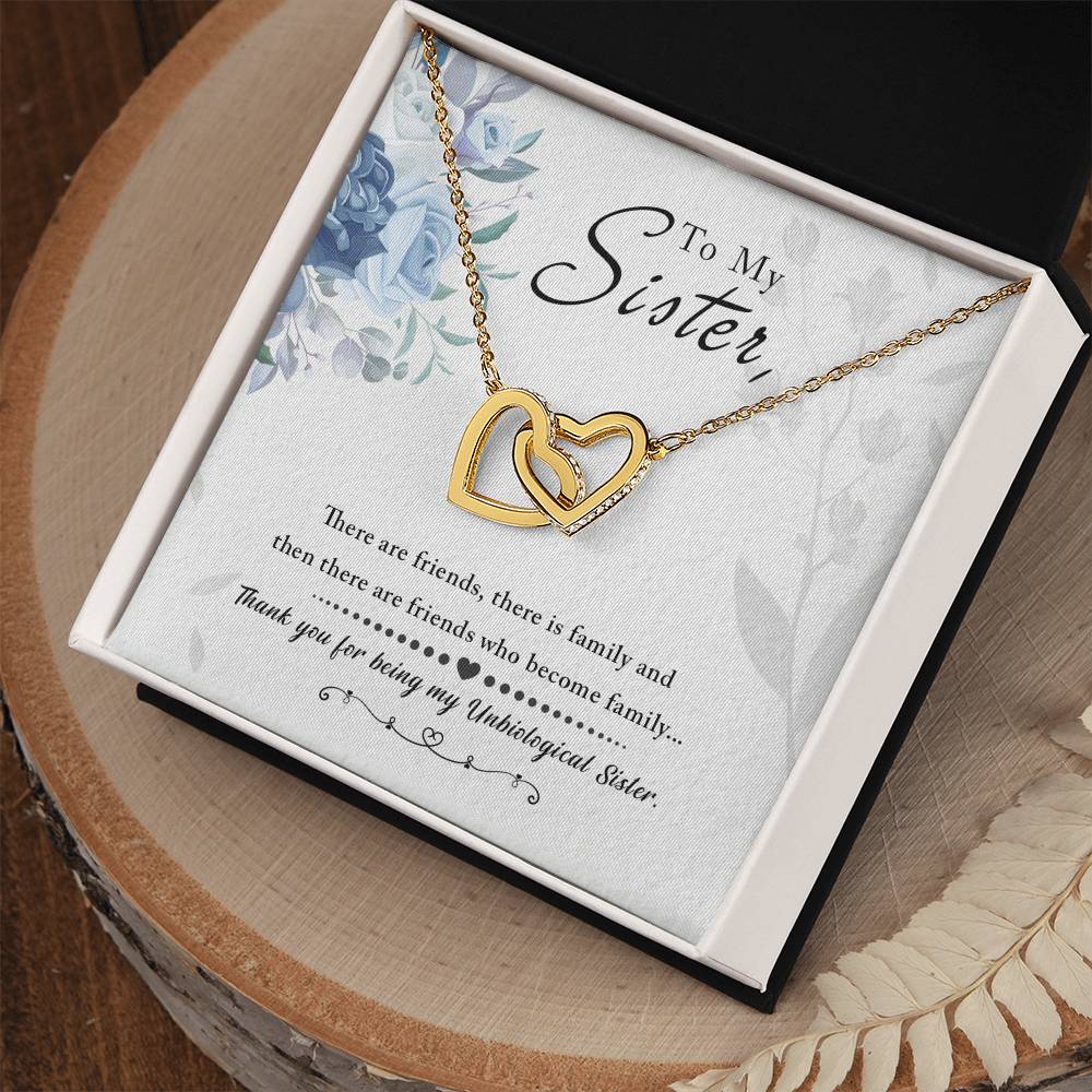 To My Sister - Interlocking Hearts Necklace Sliver and Gold