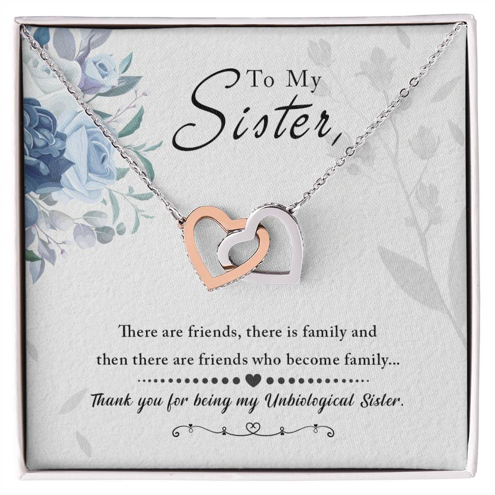 To My Sister - Interlocking Hearts Necklace Sliver and Gold