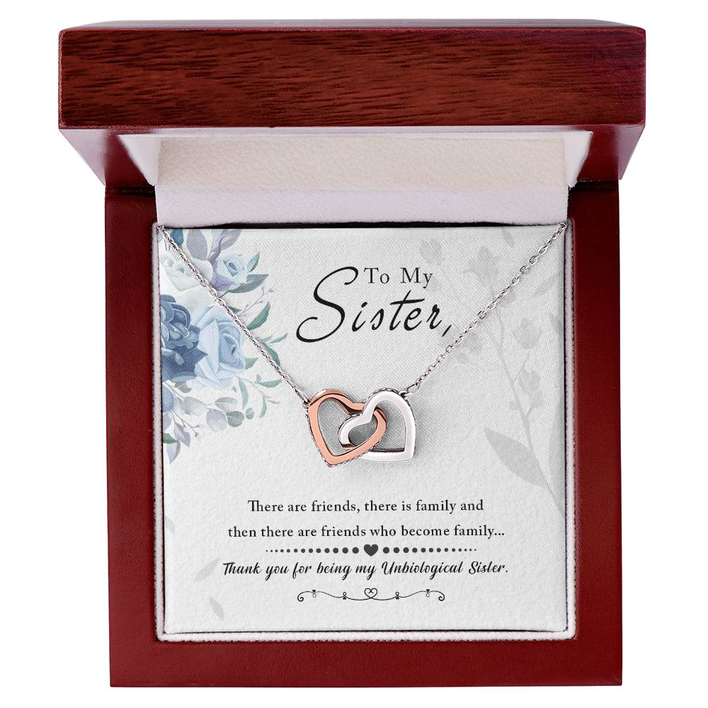 To My Sister - Interlocking Hearts Necklace Sliver and Gold