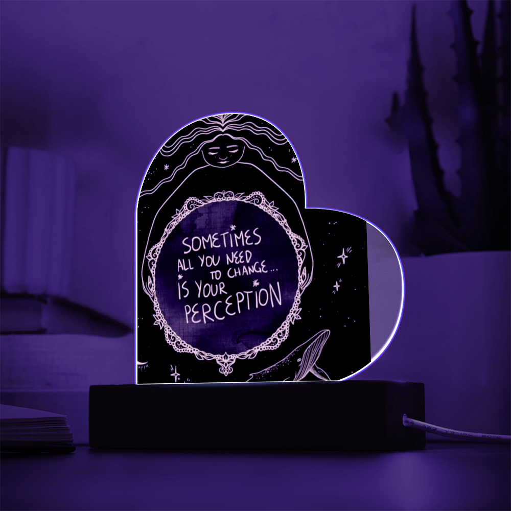 Heaven Here Heaven Now Heart Acrylic Plaque with LED lights