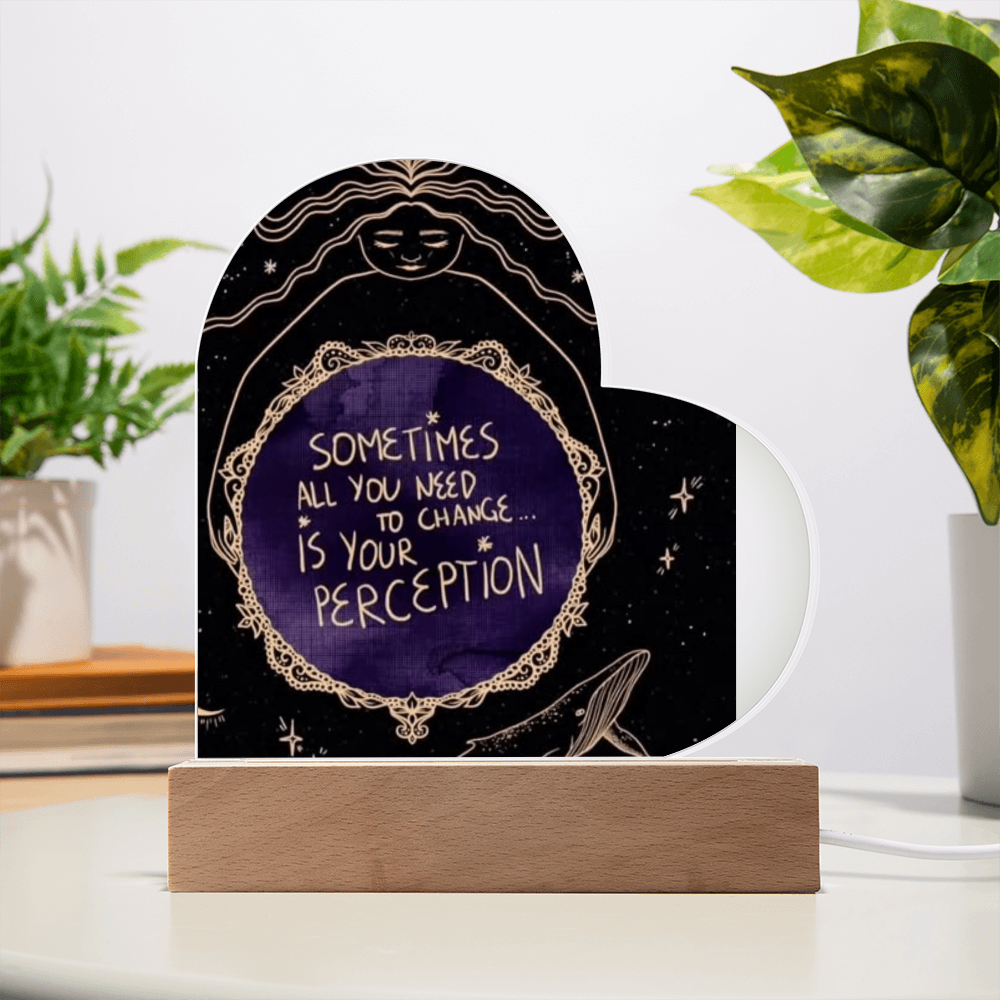 Heaven Here Heaven Now Heart Acrylic Plaque with LED lights