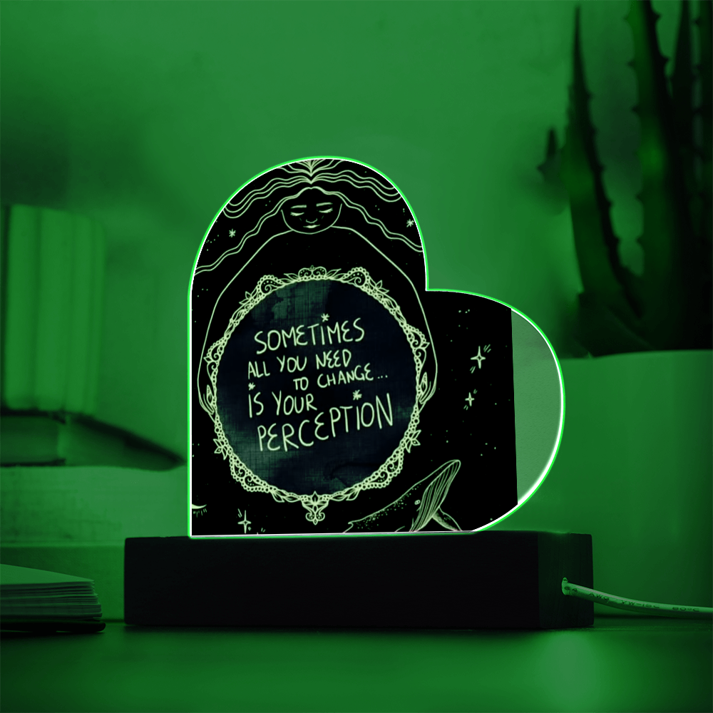 Heaven Here Heaven Now Heart Acrylic Plaque with LED lights