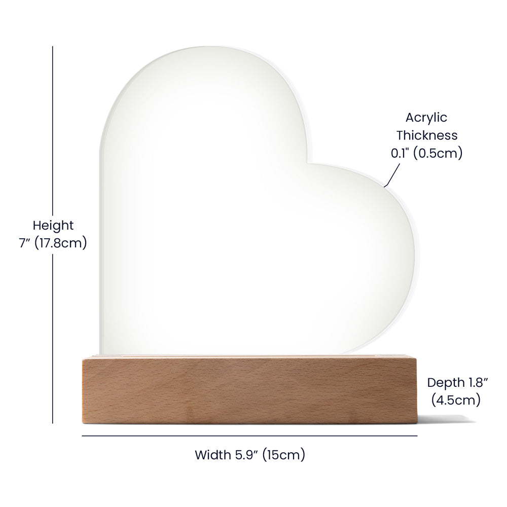 Heaven Here Heaven Now Heart Acrylic Plaque with LED lights