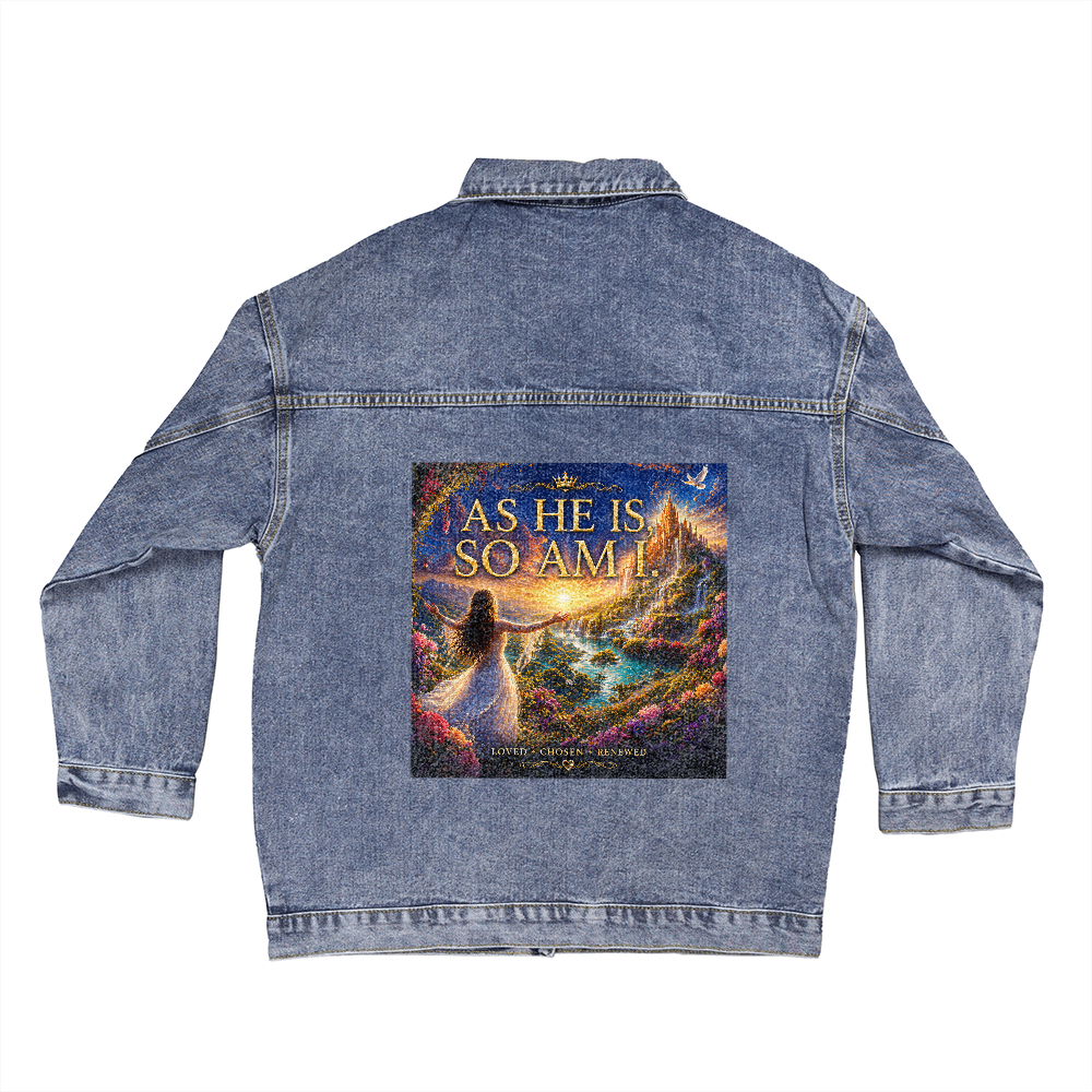 As He is, So Am I Womens oversized Jean Jacket