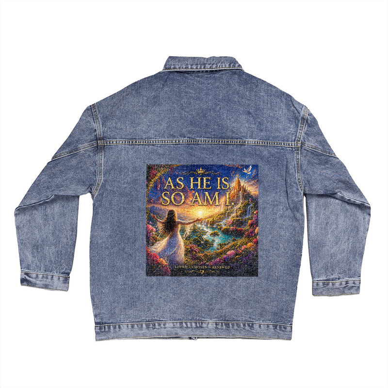 As He is, So Am I Womens oversized Jean Jacket