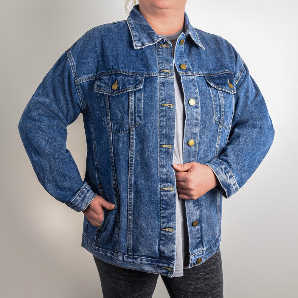 As He is, So Am I Womens oversized Jean Jacket