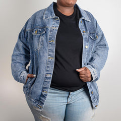 As He is, So Am I Womens oversized Jean Jacket