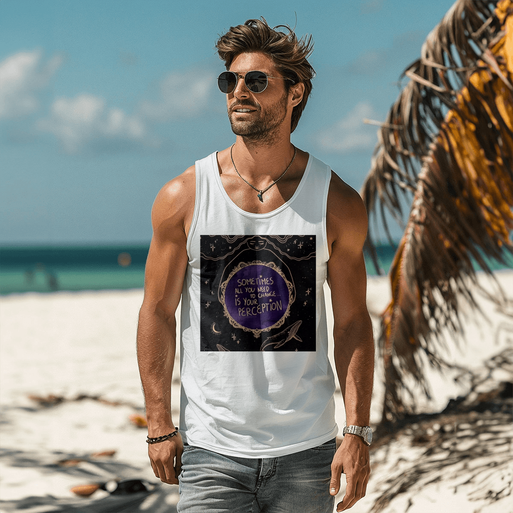 Need a different Perception  White / Grey  Black Tank Shirt