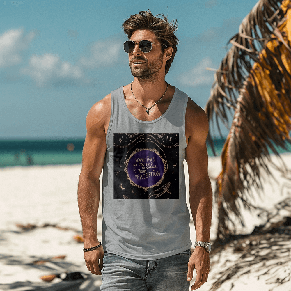 Need a different Perception  White / Grey  Black Tank Shirt