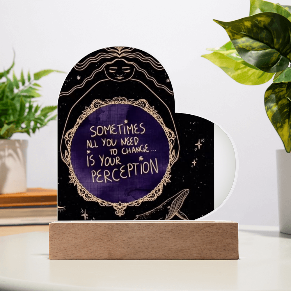 Heaven Here Heaven Now Heart Acrylic Plaque with LED lights