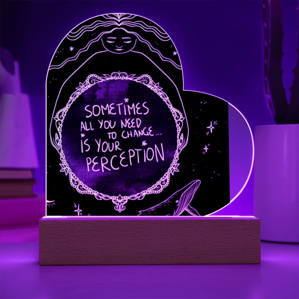 Heaven Here Heaven Now Heart Acrylic Plaque with LED lights